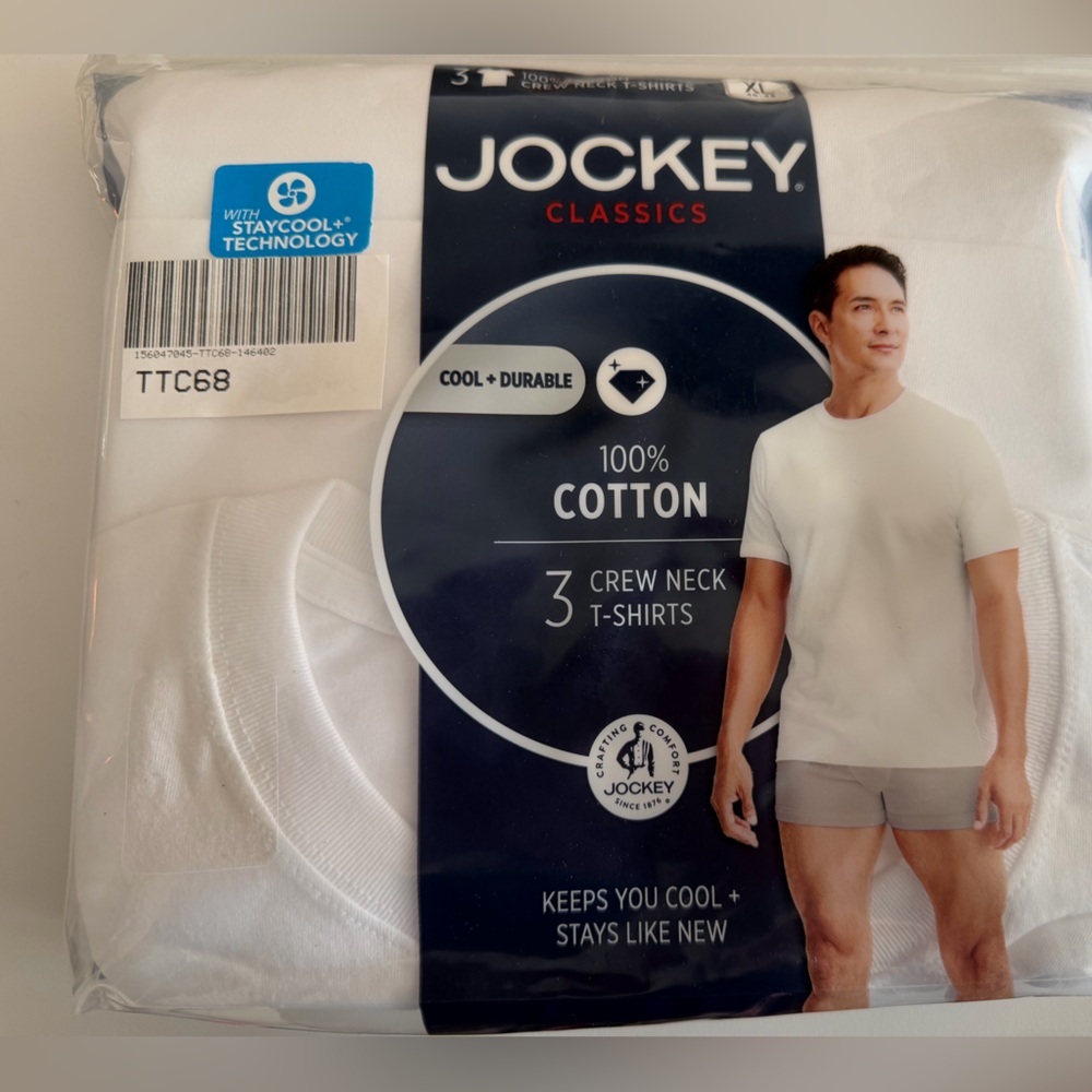 Jockey Classics Cool Durable White Crew Neck T-Shirts - 3 Pack